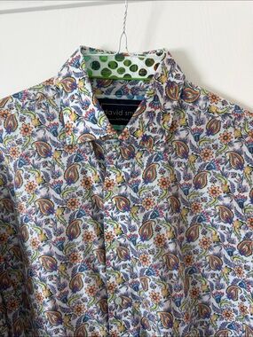 White Paisley Floral Button-Down Shirt